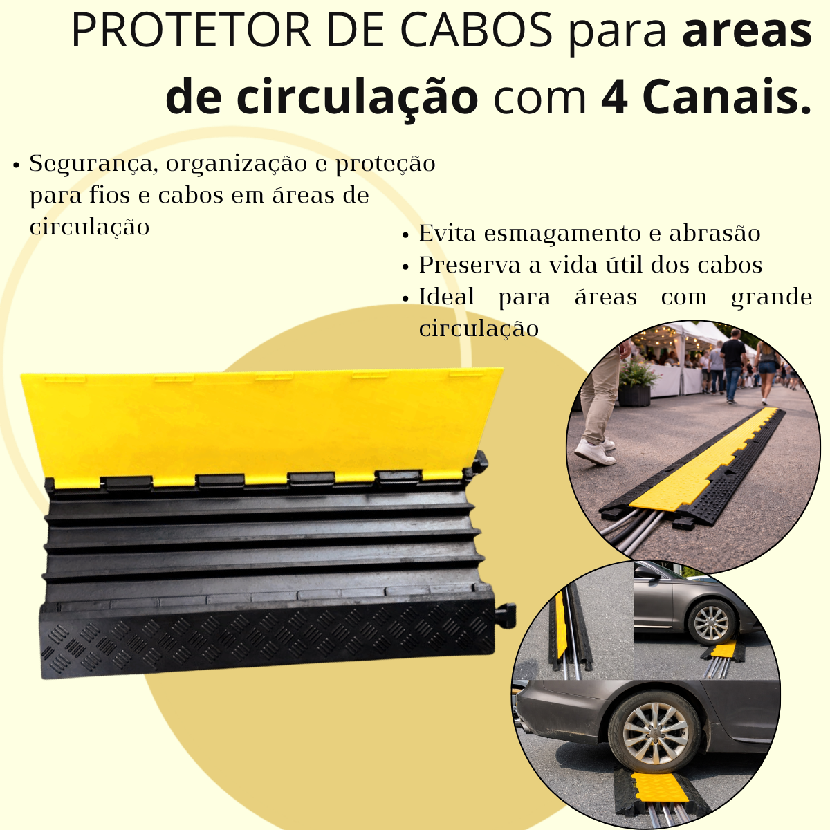 Passa Cabos Fios Canaleta De Piso Para Eventos Shows 4 Vias - 1  Metro