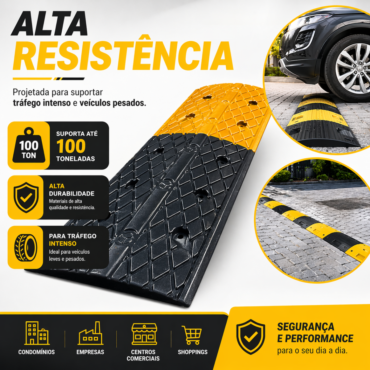 Quebra Molas Lombada Modular De Borracha Redutor De Velocidade 1 metro