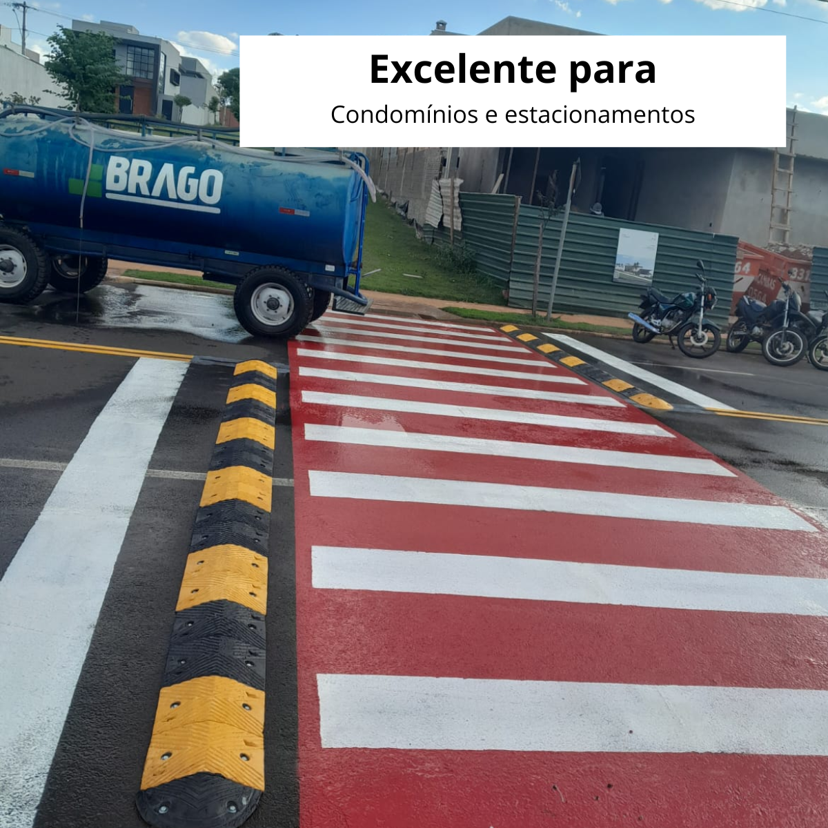 Quebra-Molas Modular de Borracha 1 Metro Redutor de Velocidade Preto e Amarelo