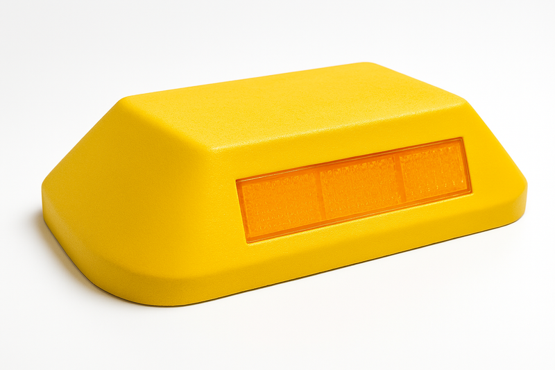 Tachão Viário de Sinalização 25cm Amarelo com Faixa Refletiva – Tartaruga de Trânsito